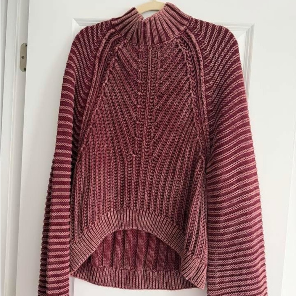 Free People Maroon Cowl Neck Sweater